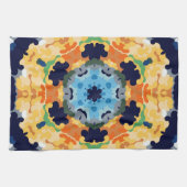 Retro Mandala Yellow Blue und Orange Geschirrtuch (Horizontal)