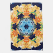 Retro Mandala Yellow Blue und Orange Geschirrtuch (Vertikal)