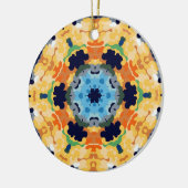 Retro Mandala Yellow Blue und Orange Keramik Ornament (Links)