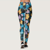 Retro Mandala Yellow Blue und Orange Leggings (Rückseite)
