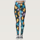 Retro Mandala Yellow Blue und Orange Leggings (Vorderseite)