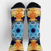 Retro Mandala Yellow Blue und Orange Socken (Oben)