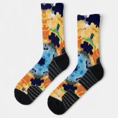 Retro Mandala Yellow Blue und Orange Socken (Links)