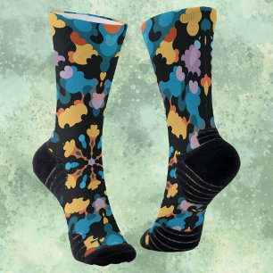 Retro Mandala Yellow Blue und Orange Socken