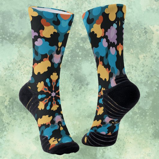 Retro Mandala Yellow Blue und Orange Socken