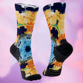 Retro Mandala Yellow Blue und Orange Socken