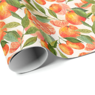 RETRO Mandarinen Zweig Weihnachten Geschenkpapier