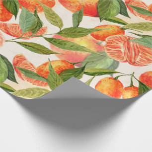 RETRO Mandarinen Zweig Weihnachten Geschenkpapier
