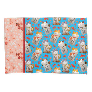 Retro Maneki Neko Japanisch Waving Lucky Cat Koi Kissenbezug
