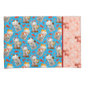 Retro Maneki Neko Japanisch Waving Lucky Cat Koi Kissenbezug (Vorderseite-Rechts)