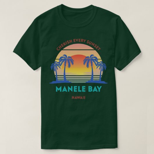 Retro Manele Bay Beach Cheret jeden Sonnenuntergan T-Shirt (Design vorne)