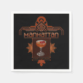 Retro Manhattan Cocktail Illustration Serviette (Vorderseite)