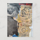 Retro-Mann arbeitet Mixed-Media-Collage Postkarte (Vorderseite)