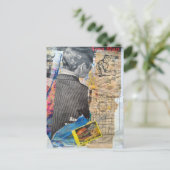 Retro-Mann, der Mixed-Media-Collage arbeitet Postkarte (Stehend Vorderseite)