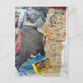Retro-Mann, der Mixed-Media-Collage arbeitet Postkarte (Vorderseite)