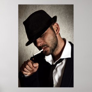 Retro-Mann raucht Poster