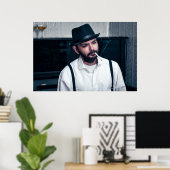 Retro-Mann spielt Klavier und rauchen Poster (Heimbüro)