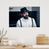 Retro-Mann spielt Klavier und rauchen Poster (Küche)