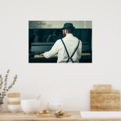 Retro-Mann spielt Klavier und rauchen Poster (Küche)