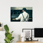 Retro-Mann spielt Klavier und rauchen Poster (Heimbüro)