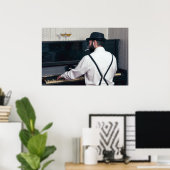 Retro-Mann spielt Klavier und rauchen Poster (Heimbüro)