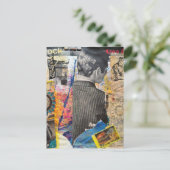 Retro-Männer arbeiten Mixed-Media-Collage Postkarte (Stehend Vorderseite)