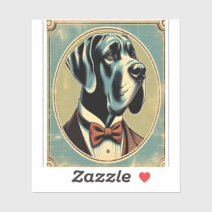 Retro-Mantel Great Dane Rot Weiß Schwarz Kunstwerk Aufkleber