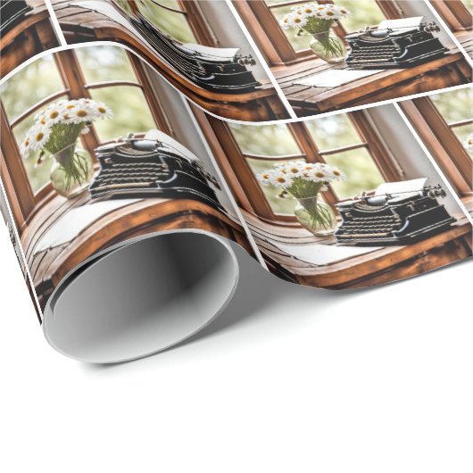 Retro Manuelle Schreibmaschine mit Daisis Geschenkpapier (Rolleneckpunkt)