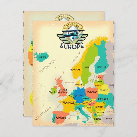 Retro Map of Europe. (Vorne/Hinten)