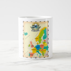 Retro Map of Europe. Jumbo-Tasse