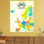 Retro Map of Europe. Leinwanddruck (Insitu (Wohnzimmer))