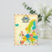 Retro Map of Europe. Postkarte (Stehend Vorderseite)