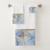 RETRO MARBLE ABSTRAKT BLAU GOLD BADEZIMMER TOWEL S BADHANDTUCH SET (Insitu)