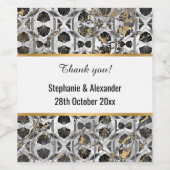 RETRO MARBLE ABSTRAKT MONOCHROM PATTERN WEINETIKET WEINETIKETT (Einzelnes Label)