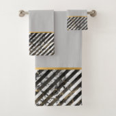 RETRO MARBLE STRIPE GRAU BADEZIMMER TOWEL SET (Insitu)