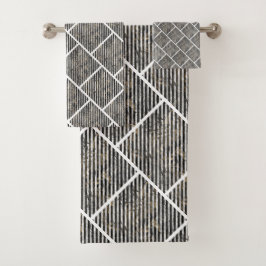 RETRO MARBLE STRIPE GRID 2 BADEZIMMER TOWEL SET
