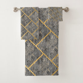 RETRO MARBLE STRIPE GRID BADEZIMMER TOWEL SET