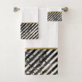 RETRO MARBLE STRIPE WHITE BADEZIMMER TOWEL SET (Insitu)