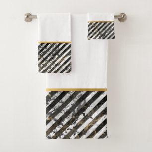 RETRO MARBLE STRIPE WHITE BADEZIMMER TOWEL SET