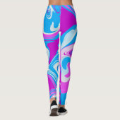 Retro Marble Swirl Blau Rosa Leggings (Rückseite)