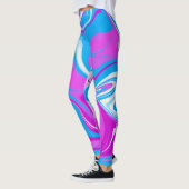 Retro Marble Swirl Blau Rosa Leggings (Links)
