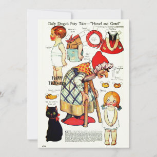 Retro-Märchen-Halloween 🎃  Papierpuppen Dankeskarte