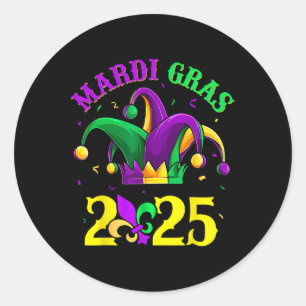 Retro Mardi Gras 2025 Louisiana Parade Kostüm Wom Runder Aufkleber