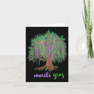 Retro Mardi Gras Beads Tree Funny Mardi Gras Day Karte