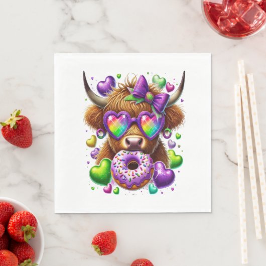 Retro Mardi Gras , Hochland-Kuh Serviette (Beispiel)