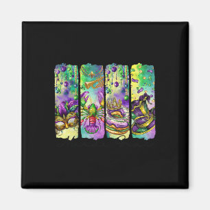 Retro Mardi Gras Lilie King Cake Louisiana Magnet