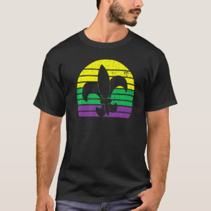 Retro Mardi Gras Lilie Silhouette Karneval T-Shirt