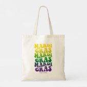 Retro Mardi Gras Ombre Text Tragetasche (Rückseite)