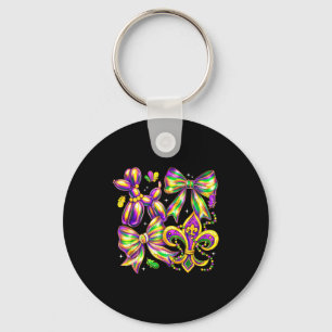 Retro Mardi Gras Pinselstrich Fleur De Lis Kokette Schlüsselanhänger