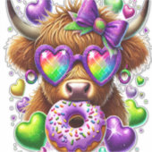 Retro Mardi Gras Png, Highland Cow Aufkleber (Vorderseite)